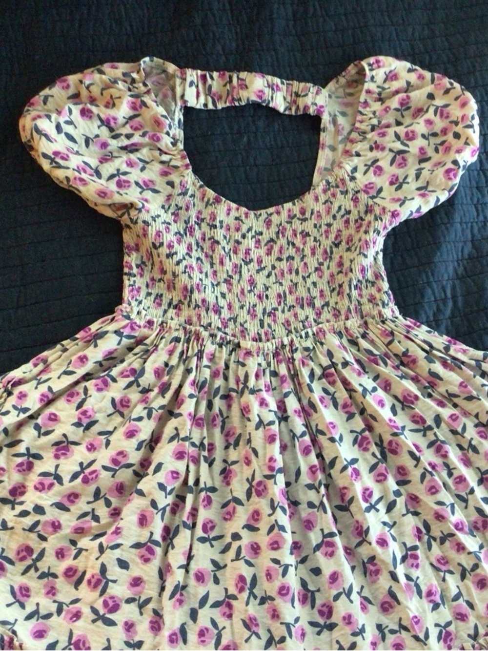 mahina Cream Dress with Pink and Purple Floral Print